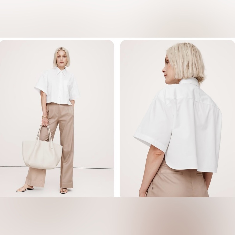 Banana Republic White Cropped Shirt